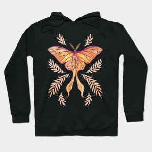 Watercolor Luna Moth - Fall Orange Hoodie